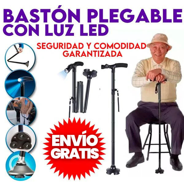 BASTÓN PLEGABLE: ESTABILIDAD Y SEGURIDAD EN CADA PASO + ENVÍO GRATIS