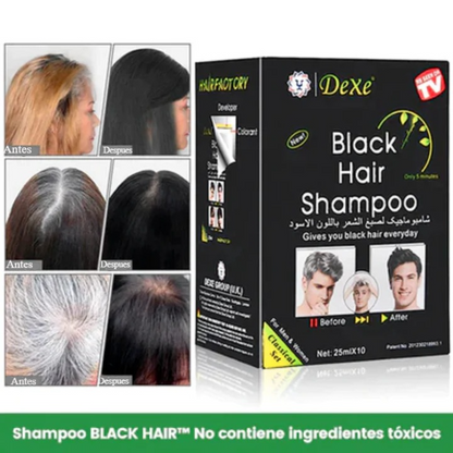 Shampoo Natural Cubre Canas BlackHair™ x10 sobres (para 1 año completo)