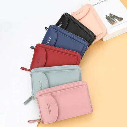 Bolso Cartera Cruzada de Cuero para Mujer con Monedero para Celular