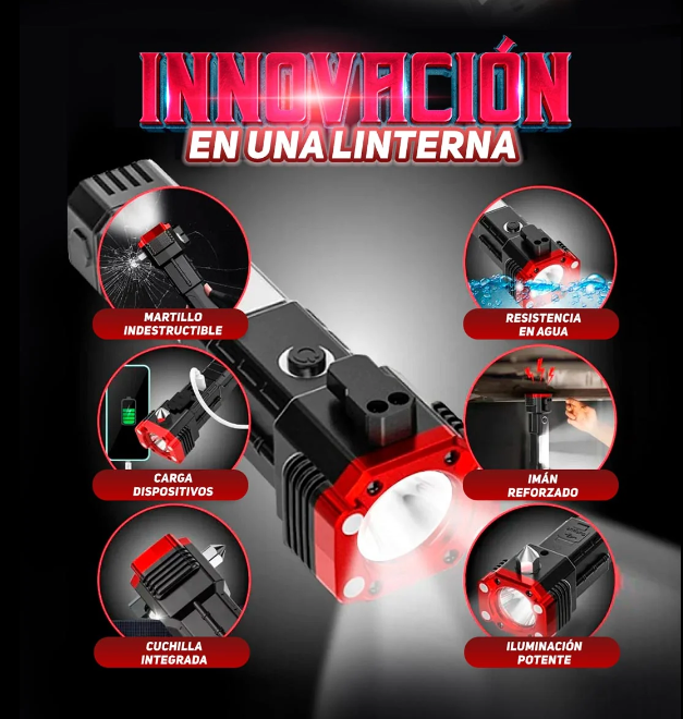 Linterna Multifuncional 4 En 1 Recargable